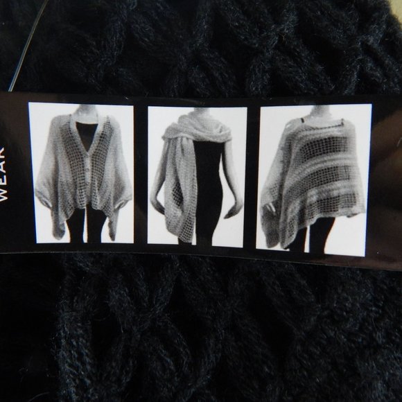 Women's Shawl Black  Multi Way Wear Knit Sweater One Size - Picture 10 of 10